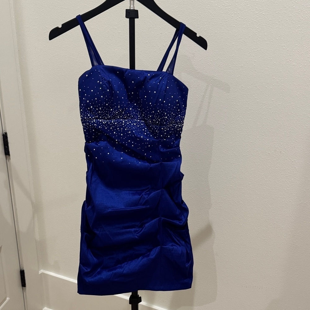 Blondie Nites‎ Royal Blue Beaded Mini Dress